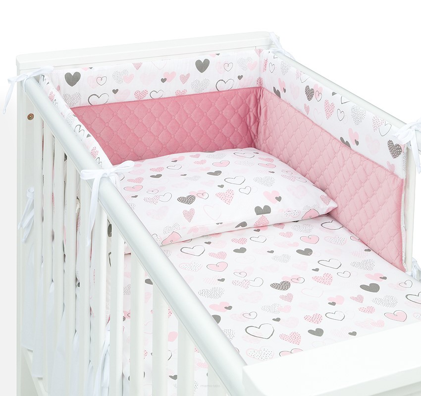 Slika Obroba z 2-delno posteljnino PASTEL HEARTS/ROSE