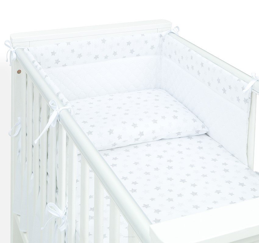 Slika Obroba z 2-delno posteljnino GRAY/WHITE BUBBLE STARS