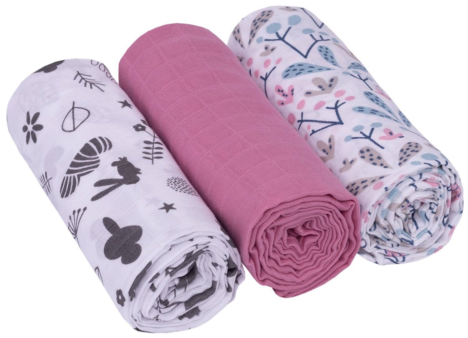 Slika Tetra plenice muslin 3 kom DIRTY PINK