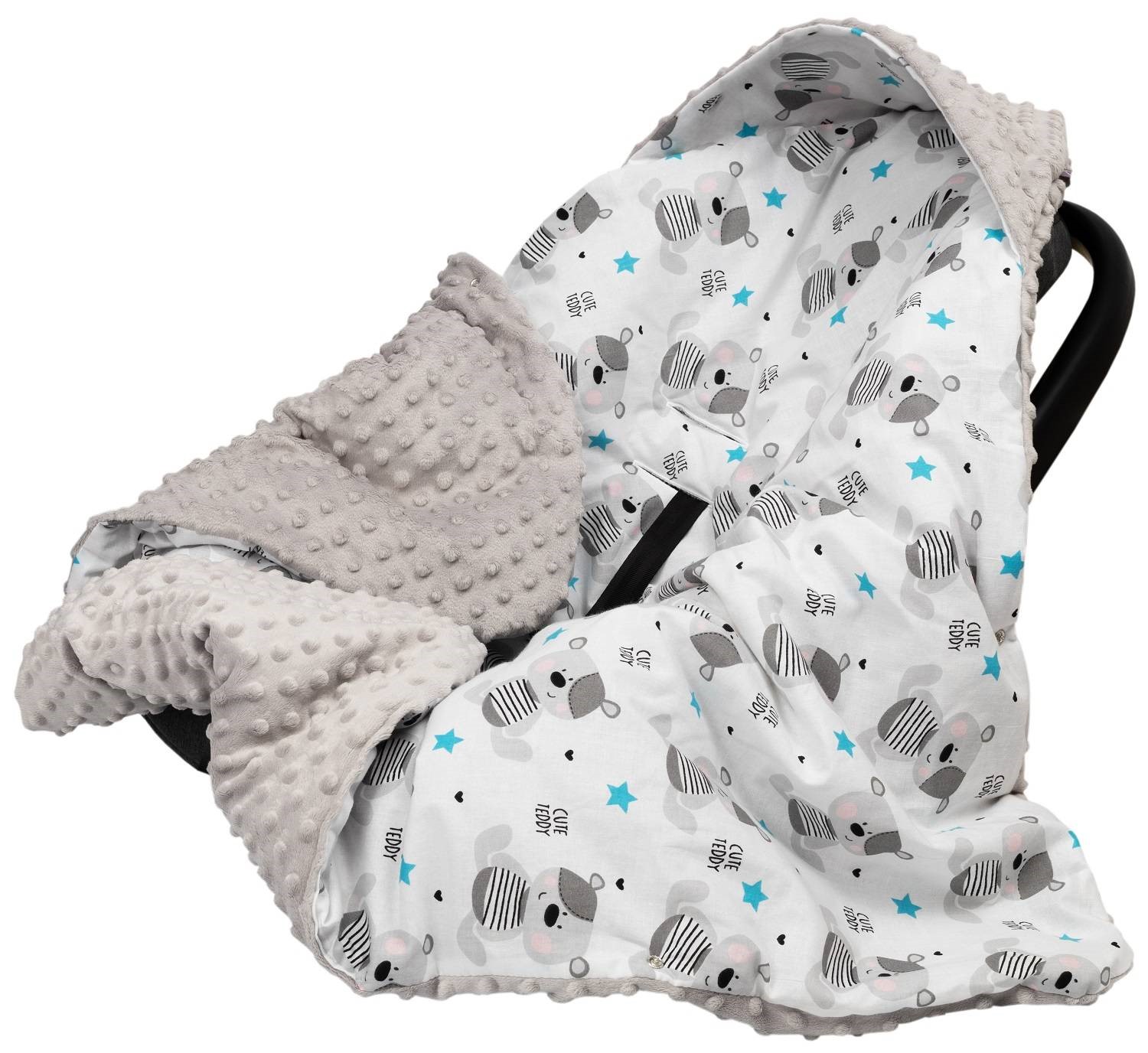Slika Dvostranska odeja Minky za lupinico TEDDY BEARS & GRAY