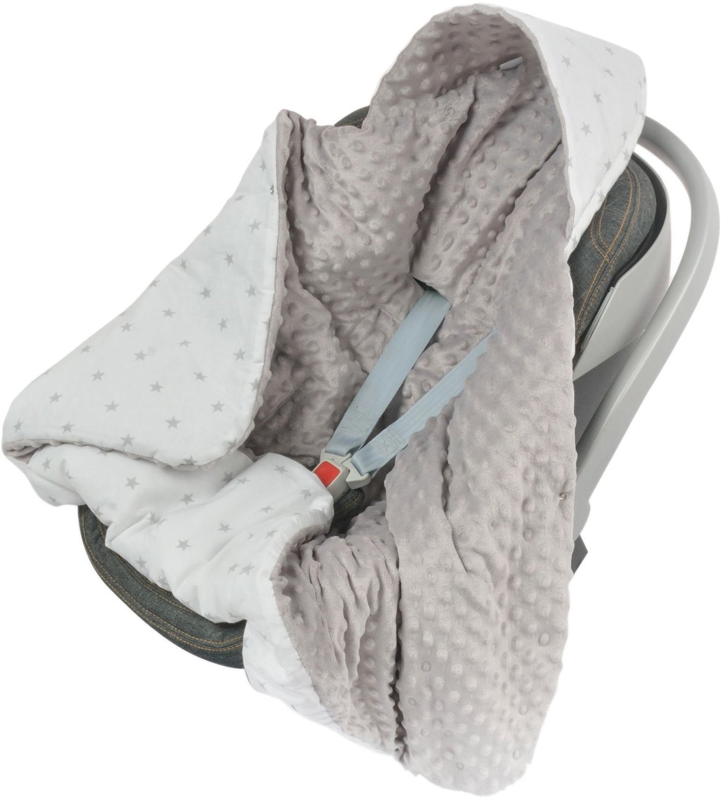 Slika Dvostranska odeja Minky za lupinico WHITE WITH STARS & GRAY