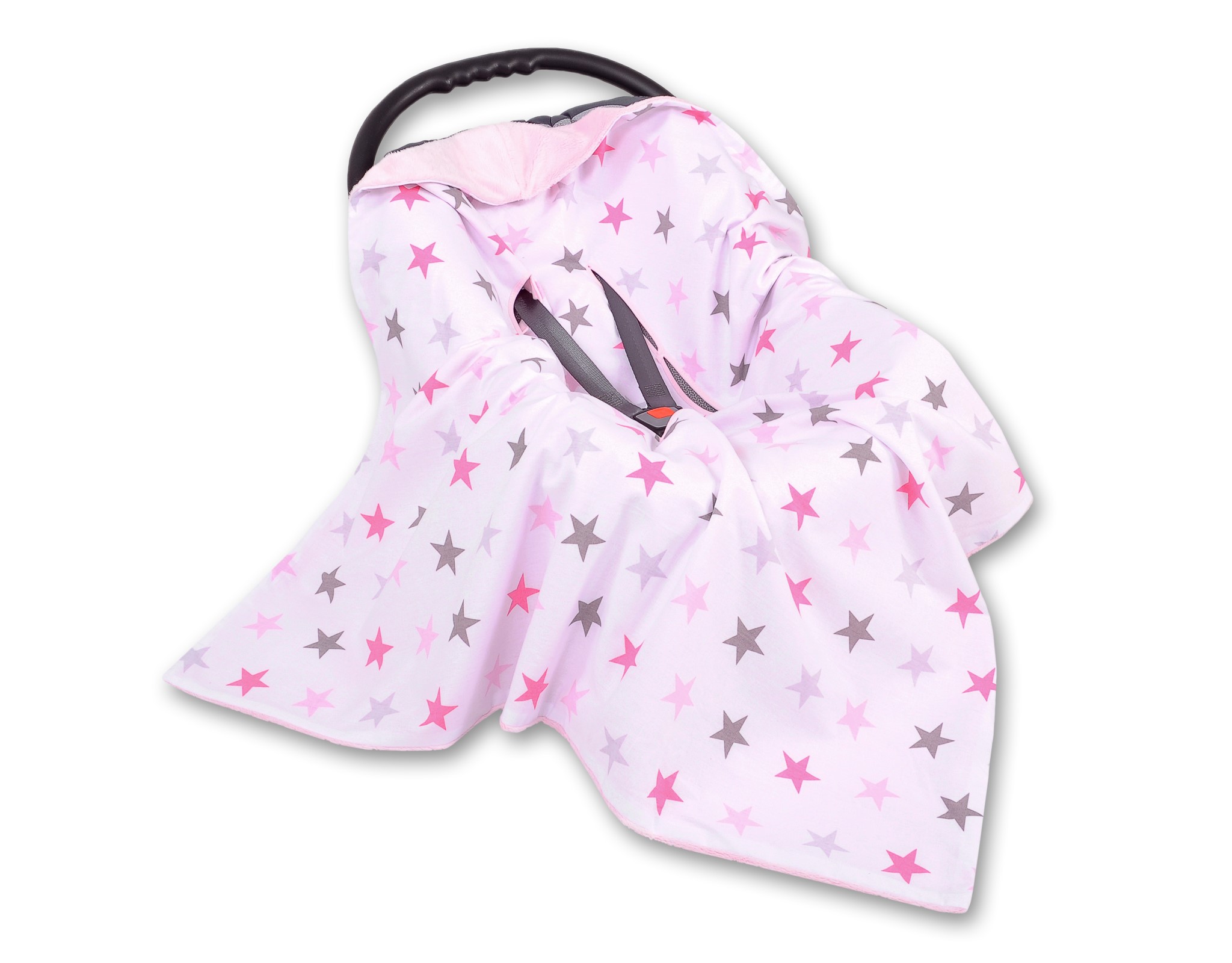 Slika Dvostranska odeja za lupinico GRAY - PINK STARS