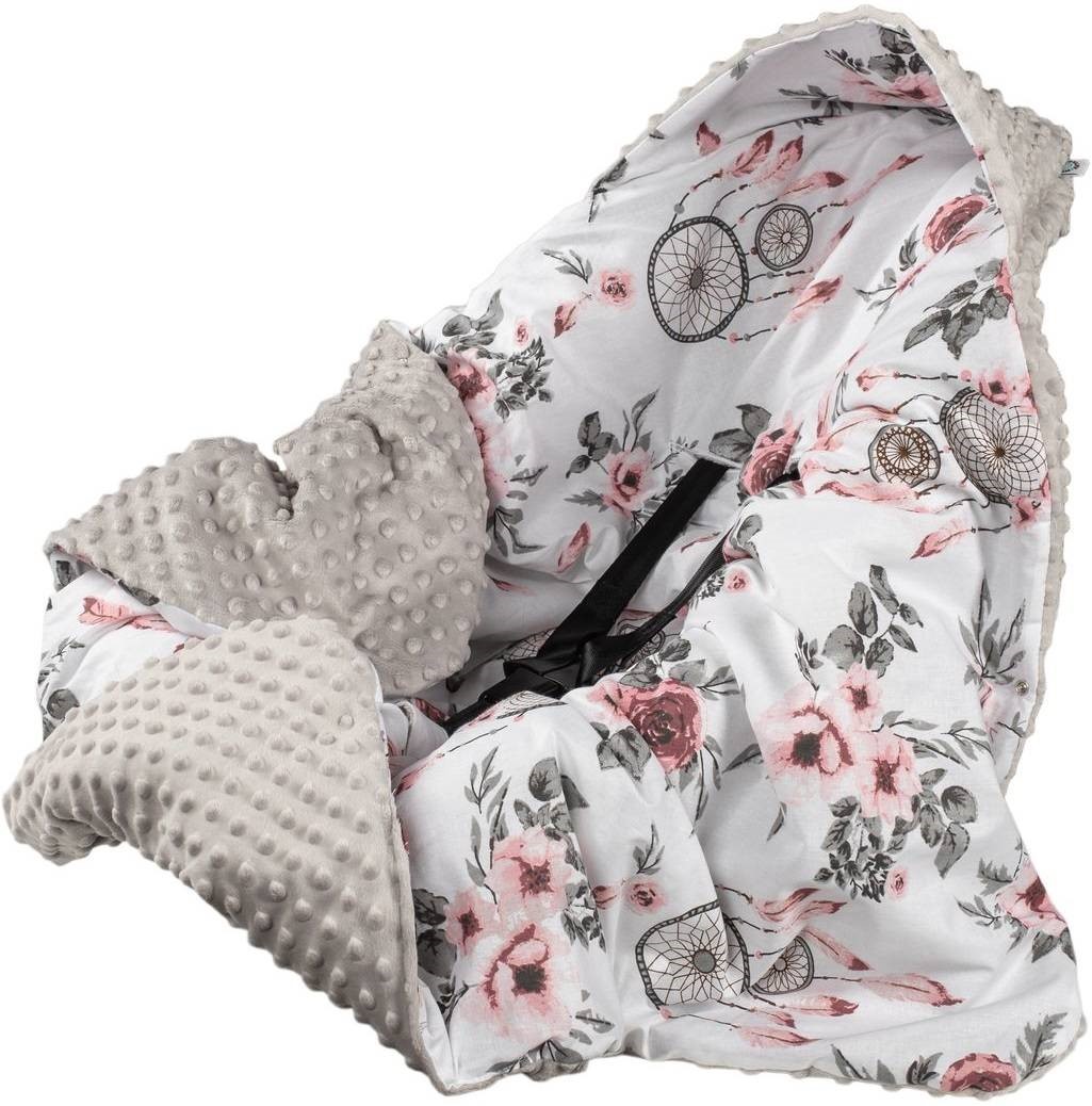 Slika Dvostranska odeja Minky za lupinico DREAM CATCHER WITH FLOWERS & GRAY