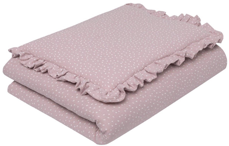 Slika 2- delna posteljnina Infantilo muslin DOTS DIRTY PINK