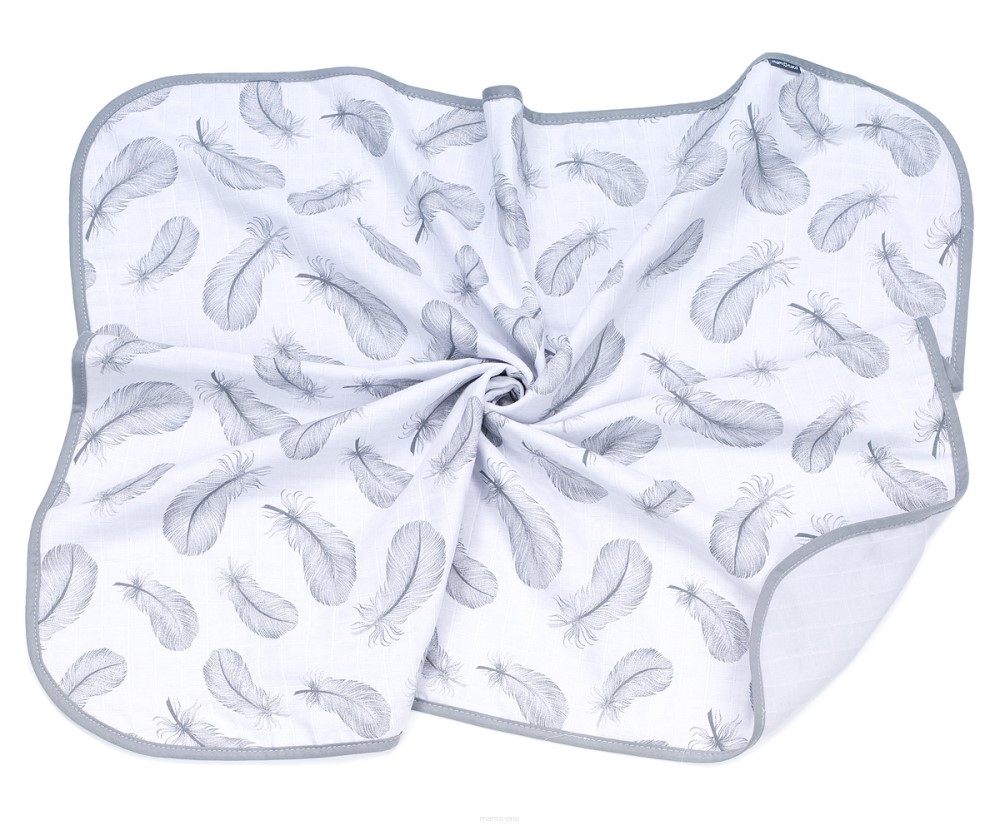 Slika Odeja&tetra plenica muslin 80x100 FEATHERS ASHEN