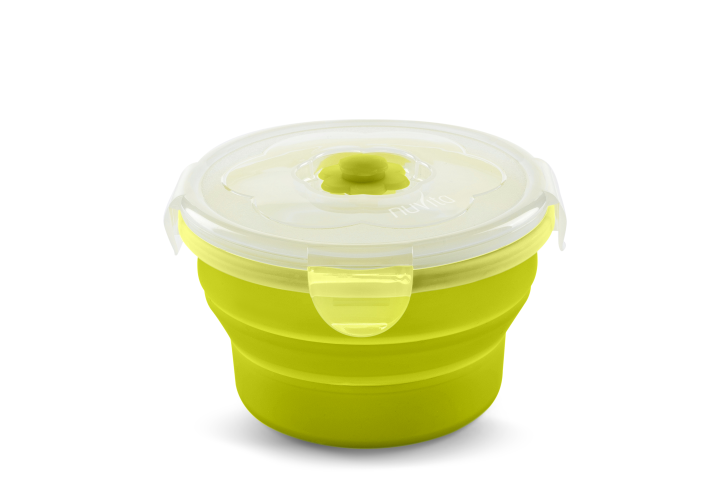 Slika Zložljiv silikonski krožnik s pokrovom 540 ml GREEN