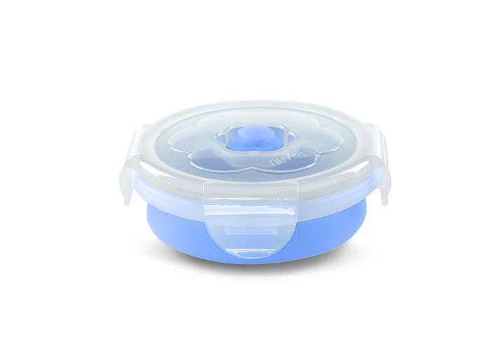 Slika Zložljiv silikonski krožnik s pokrovom 540 ml BLUE